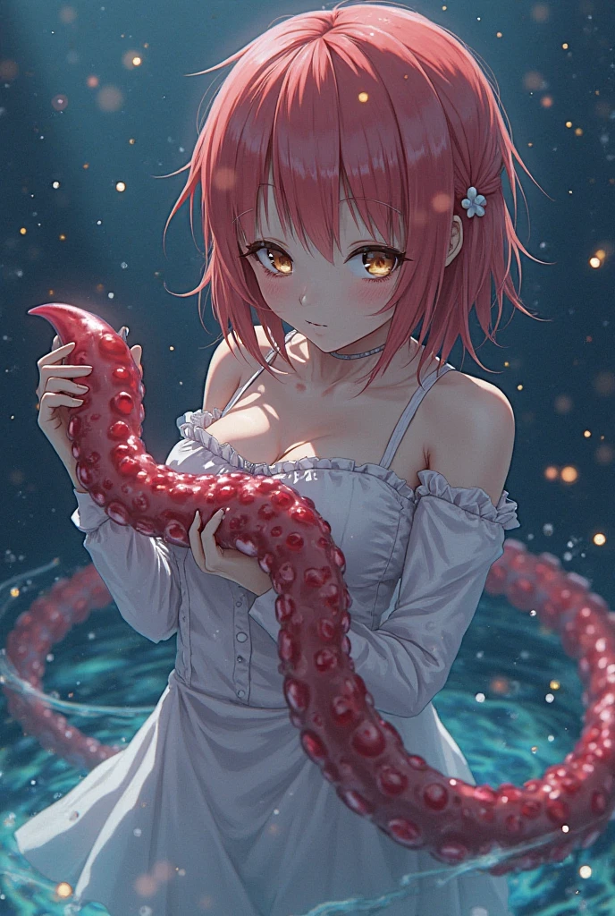 The octopus wrapped tightly around the woman