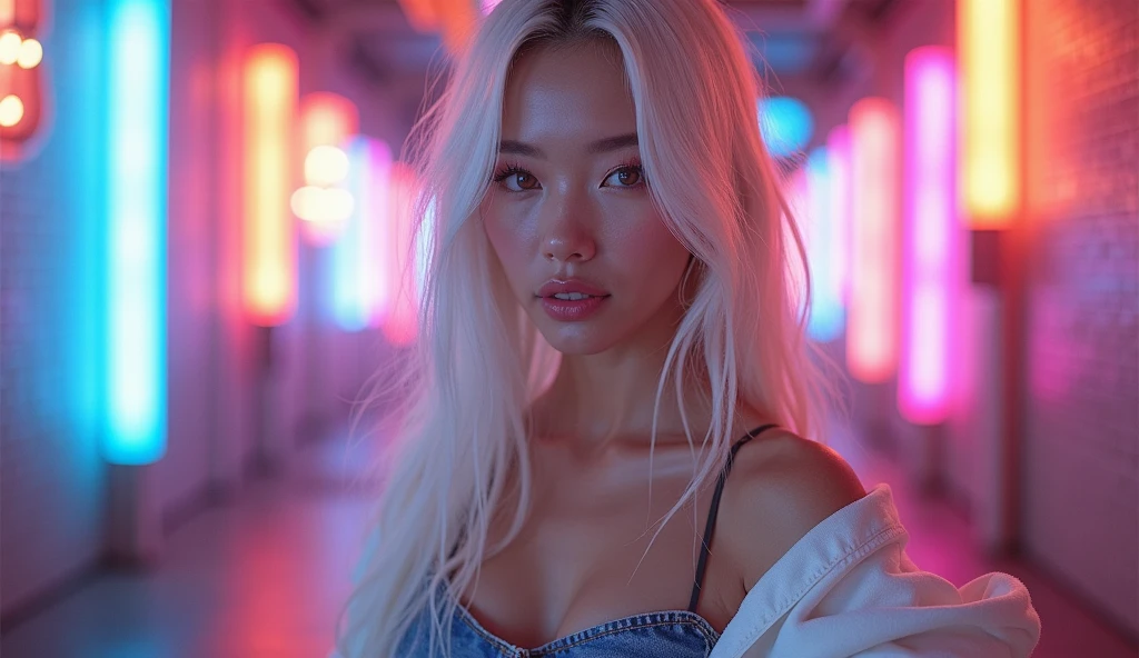 Create a member for a kpop group, has to be a woman, white haired, Korean and between 20 and 18 years old