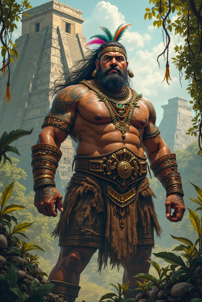 (((Lono))) Highest quality, Ultra-high resolution, 4K fine CG, masterpiece, Hawaiian gods, Hawaiian gods話, ((God of Agriculture)), Maori image, beautiful, Center of screen,(((Large crotch bulge)))