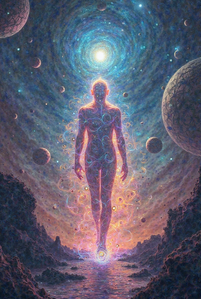 transparent human body shape, made out of stars, cosmic horror, outer space picture, lovecraftian picture, ,masterpiece