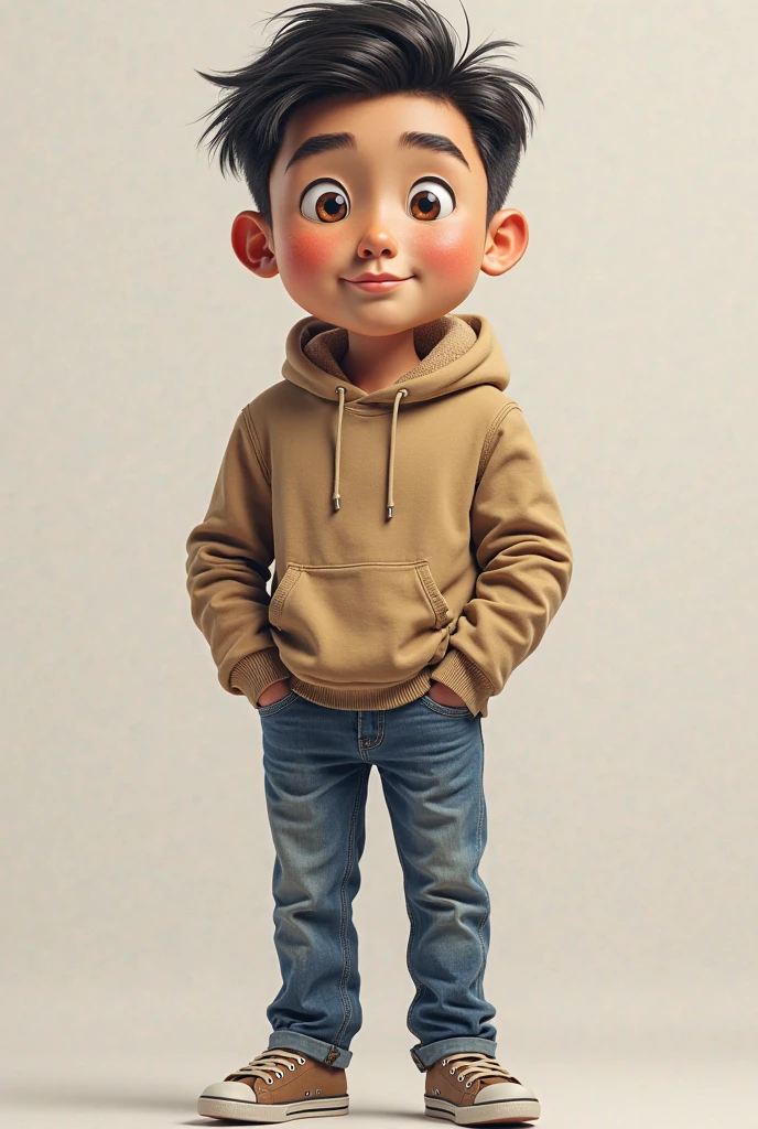  boy straight stand in serious mode and both hand in pocket 