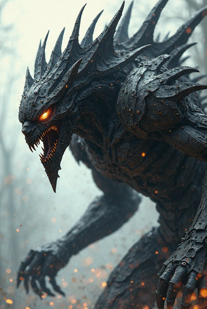 Realistic photos, RAW Photos, monster of the goblin king world, attacks viewer, Powerful movements, jump on prey, ((Dynamic jump)), Sharp Claws, monster of the demon world , ice magic,approaching from above, sudden approach, Bad-tempered, dynamic Shot from grand, flame magic,High resolution, masterpiece, Highest quality, Intricate details, Very detailed, Clear focus,texture, Delicate eyes, Professional, 4K,Shallow and deep, Kodak Vision Color, Exactly, Very detailed, photograph_\(Extremist\), photographpractical, practical, Post-processing, Maximum details, Roughness, Real Life, Extremist practical, Photorealism, photographgraphy, 8K Ultra HD, photographgraphy