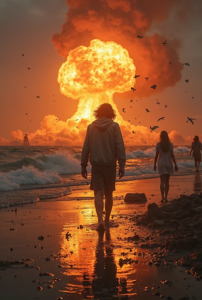bogus photo, middle of the beach, photograph, masterpiece, intricate, high res, rows of human (skeletons sunbathing)+ on a post apocalyptic beach, chaos, ((mushroom cloud) in background), blast wave, shockwave, hyperdetailed, uhd photo, disturbing, sunny day in Vice City, dystopian apocalypse now, hyperdetailed, uhd photo, cinematic lighting, legible, readable, compelling, convincing, dynamic background, real life, award winning photo by Annie Leibowitz, real photo, wide angle lens, crisp photography, rich colors,