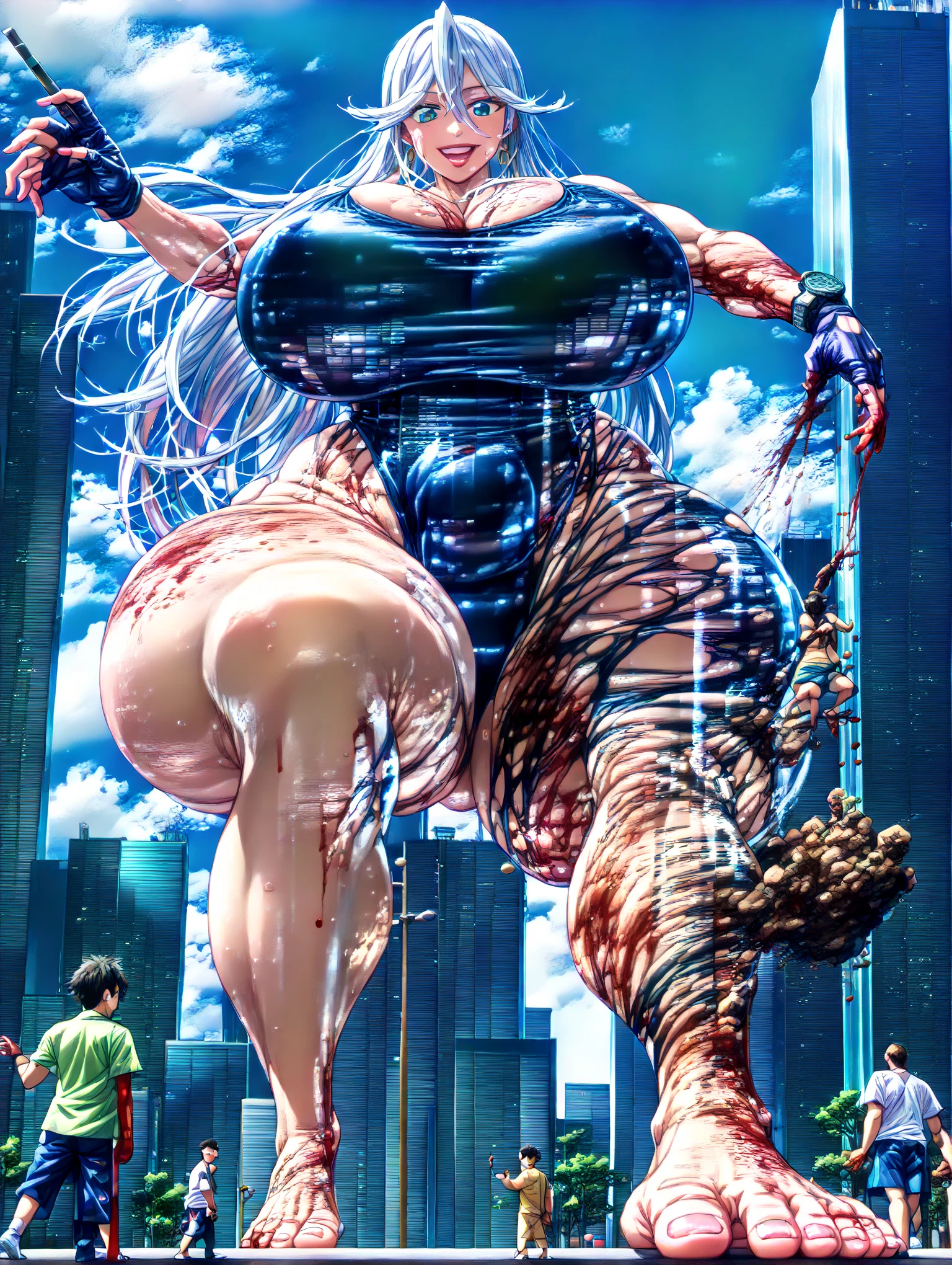 supergirl, pureerosface_v1, sticker of a girl from dc comic, full body, Kim Jung gi, , (gigantic breasts breasts 1.6),soul, digital illustration, comic style, cyberpunk, perfect anatomy, centered, approaching perfection, dynamic, highly detailed, watercolor painting, artstation, concept art, smooth, sharp focus, illustration, art by Carne Griffiths and Wadim Kashin ,, (masterpiece, best quality, ultra-detailed, best shadow),, In the style of Neon Genesis Evangelion, you find yourself standing on a desolate, post - apocalyptic wasteland, as the distant ruins of a massive city loom on the horizon. The sky is filled with ominous clouds, as a massive creature towers in the distance, huge breast, gigantic , titsnipples, curvy, thicc