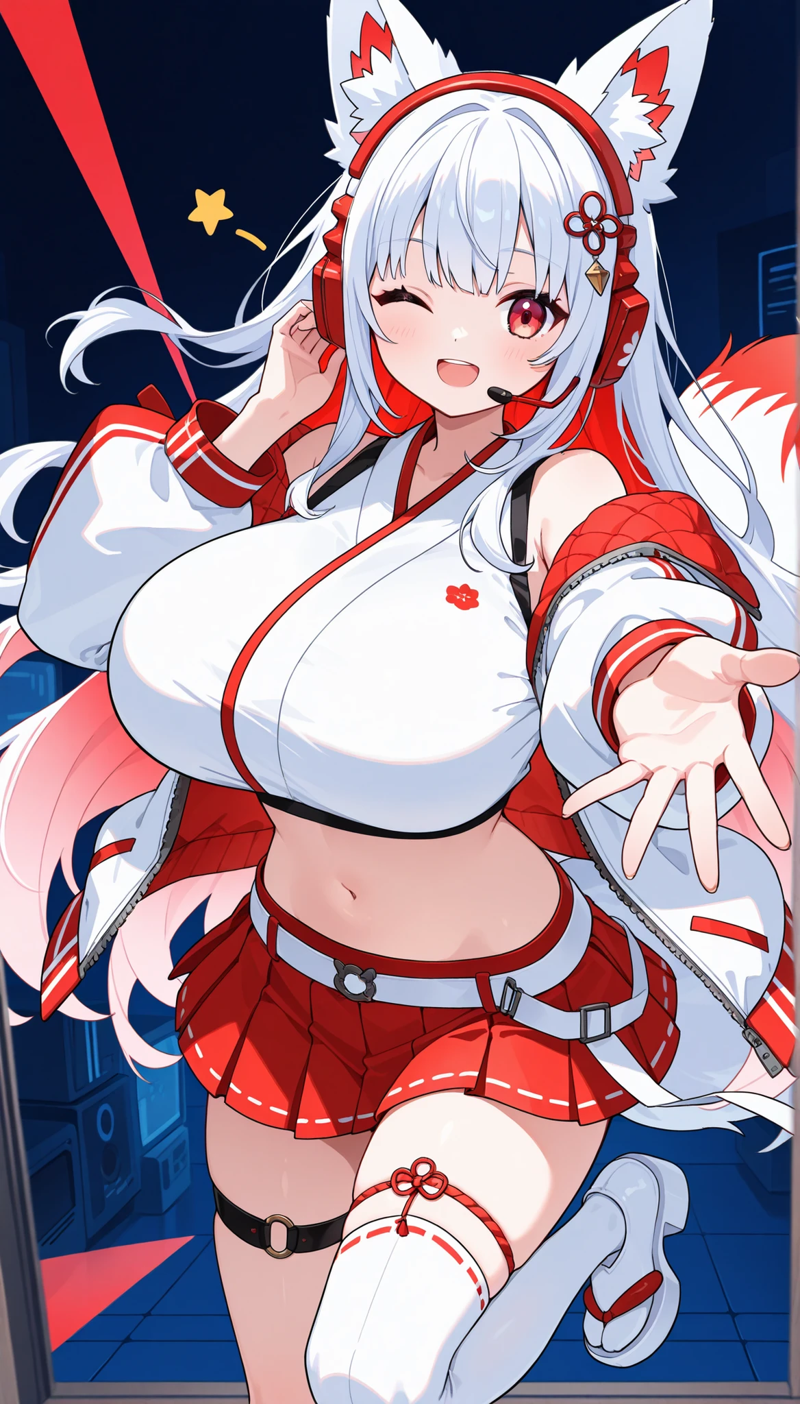 (((high quality))),(((masterpiece))),(((highly detailed))),((illustration style)),
(((fujiwara no mokou))),(touhou),(((red eyes))),(((long hair,white hair,bangs,hime cut)))),(((hair bow, white bow))),(((white leather jacket))),(((Flame Pattern print red full bodysuit))),((latex)), (shiny clothes:1.2),(((grin))),(((large breasts))),(((full body))),(((arm behind head))),(((model posing))),((((simple white background))),(((Angle from above)))
