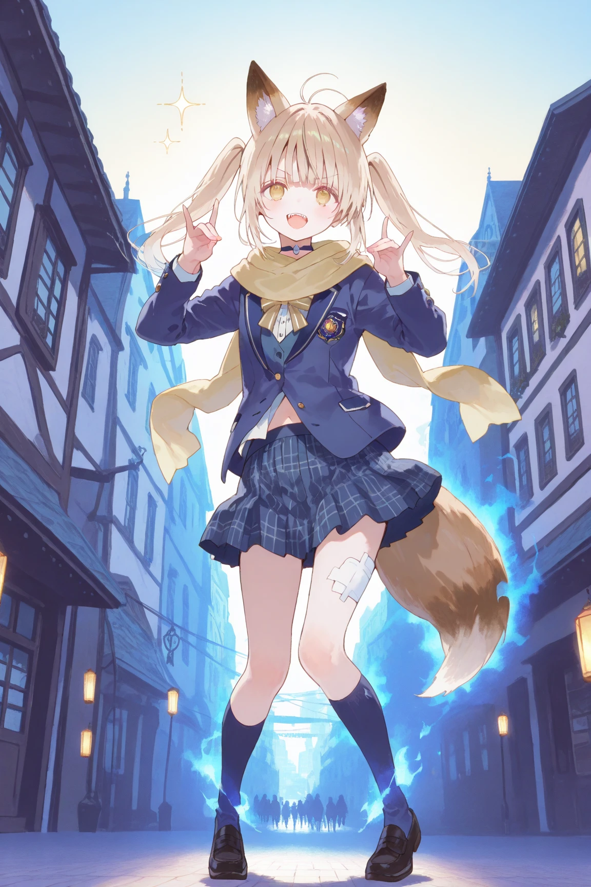 ((masterpiece, best quality)),<lora:Gold City2.0:0.6>,((1girl)),Gold City,Gold City(protype),blue_necktie, pantyhose, white_gloves,red_skirt,shirt,grey overcoat,half sleeves,(amusement park)