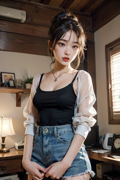 Best Picture Quality， tmasterpiece， 超高分辨率， （fidelity：1.4）， photore， 1 rapariga，see-through shirts，Fully transparent ripped jeans，Barefoot， dimly lit， darkly， be desperate， pitying， cute little， cinematic ligh， tears， tear drop， （torn laundry：1.9）， （wetclothes：1.6）， Bare body， Real rain， Wet hair,..