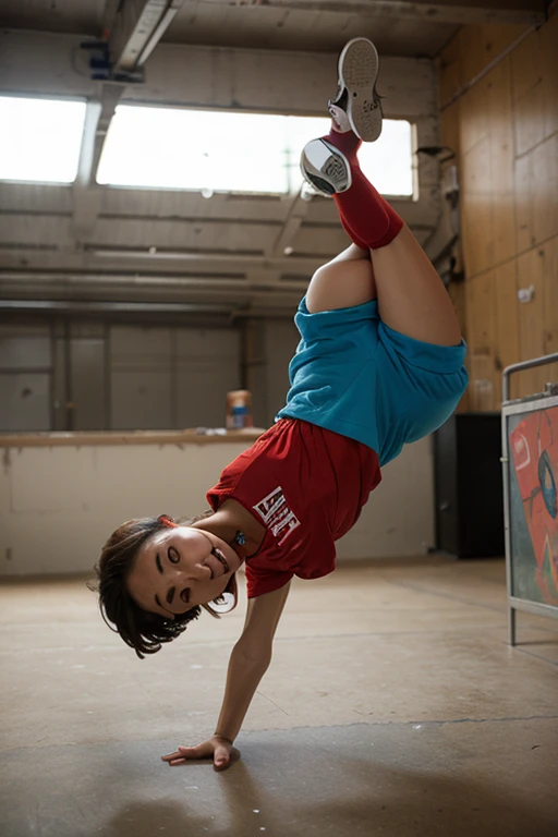 1980s,full body,from below,photo of a 18 year old girl,happy,practicing push-up,shirt,pants,ray tracing,detail shadow,shot on Fujifilm X-T4,85mm f1.2,sharp focus,depth of field,blurry background,blurry foreground,bokeh,lens flare,motion blur,<lora:add_detail:1>,