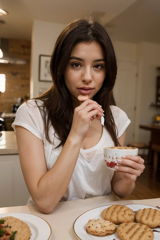 Healthy breakfast with passion fruit mousse