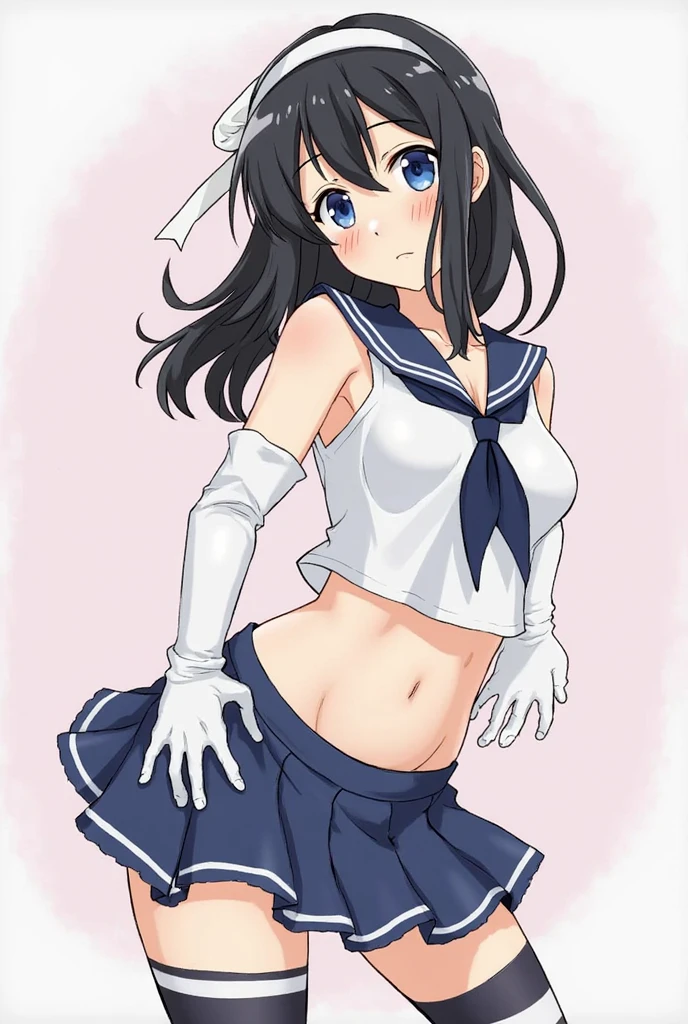 highest quality, masterpiece, Very detailed, One girl, alone, smile,Flat Chest, Thin arms, Thin legs, Thin waist payment, freckles, Very long hair, Purple Hair,
, Sailor's hat, Blue Ribbon, Blue sailor collar, Blue neckerchief, Juliet Sleeve, Long sleeve, White gloves, Blue Skirt, Pleated skirt,
Outdoor,(Panty shot)(Printed panties), (Printed bra), (In underwear), (Flashy underwear), (lingerie), ,((nsfw))
