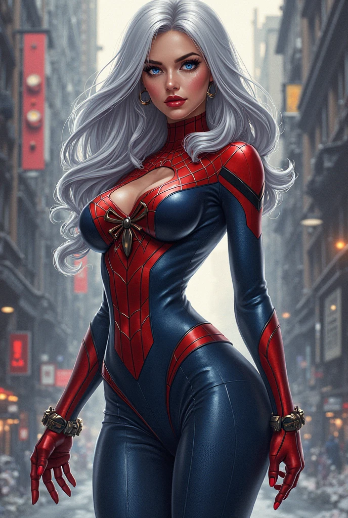 Spiderman(foto 8k Full HD)  with thick silver thread around the neck.