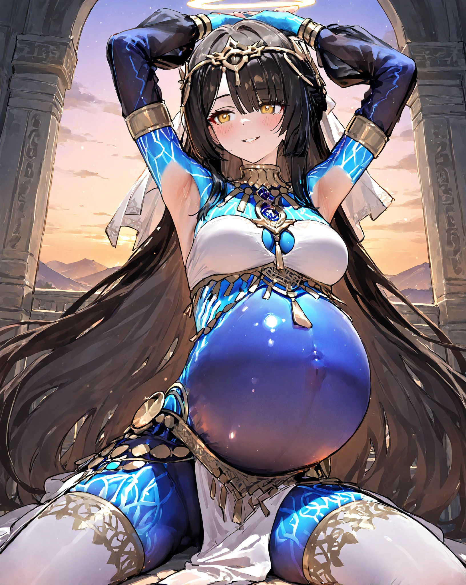 the emperor, she has a jiggly fat round belly, Her belly was big and round, hyperrealistic full figure, Japanese goddess, potbelly, Voluptious body, Pregnant belly, giant stunning goddess shot, trending at cgstation，Big breasts Thin waist，tatical clothes，Trapped by Slime，Obscene lines，Orgasmic face