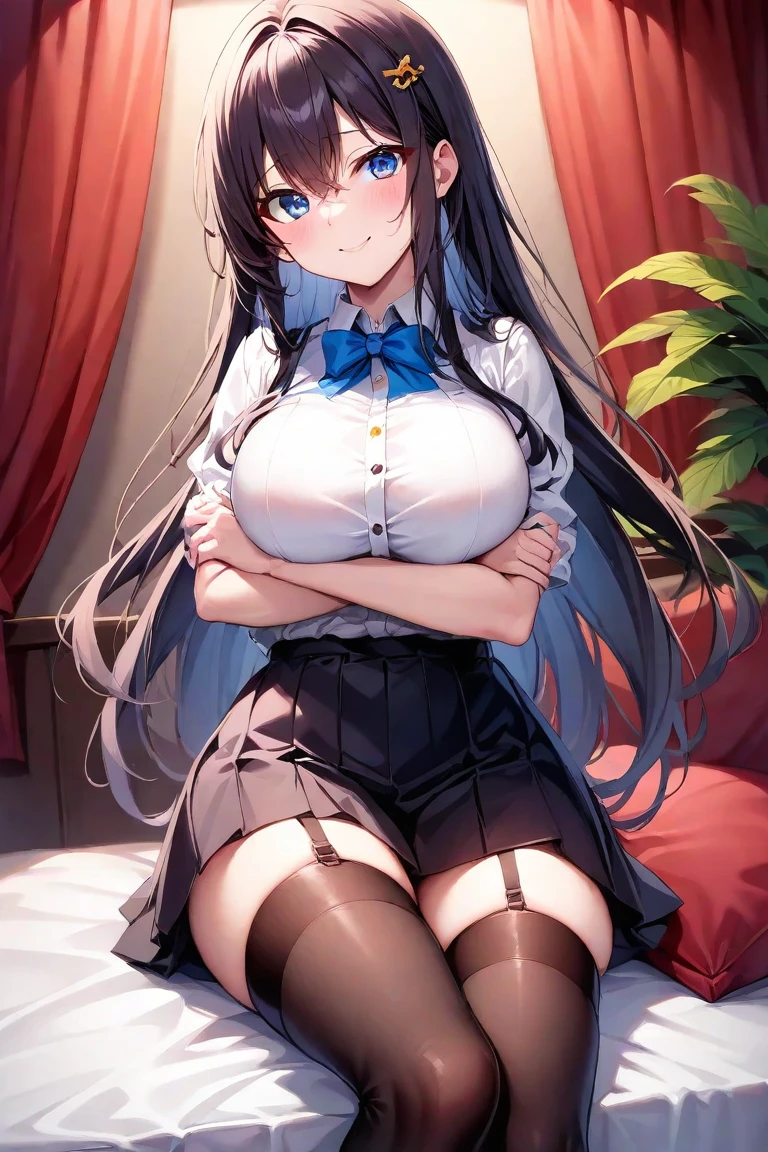 Mai Sakurajima、Black Bunny Girl,(High quality,4K,8K,hight resolution,masutepiece:1.2),Ultra-detailed,Physically-based rendering,Professional,Vivid colors,Portraits,Library,bookshelf,livingroom,Open legs,Beautiful woman,Arched boobs,long straight black hair,Deep Blue Eyes,Gentle,Porcelain Skin,Big breasts,tall,skinny,Raised eyebrows,Heavy breathing,glistning skin,Erect ,