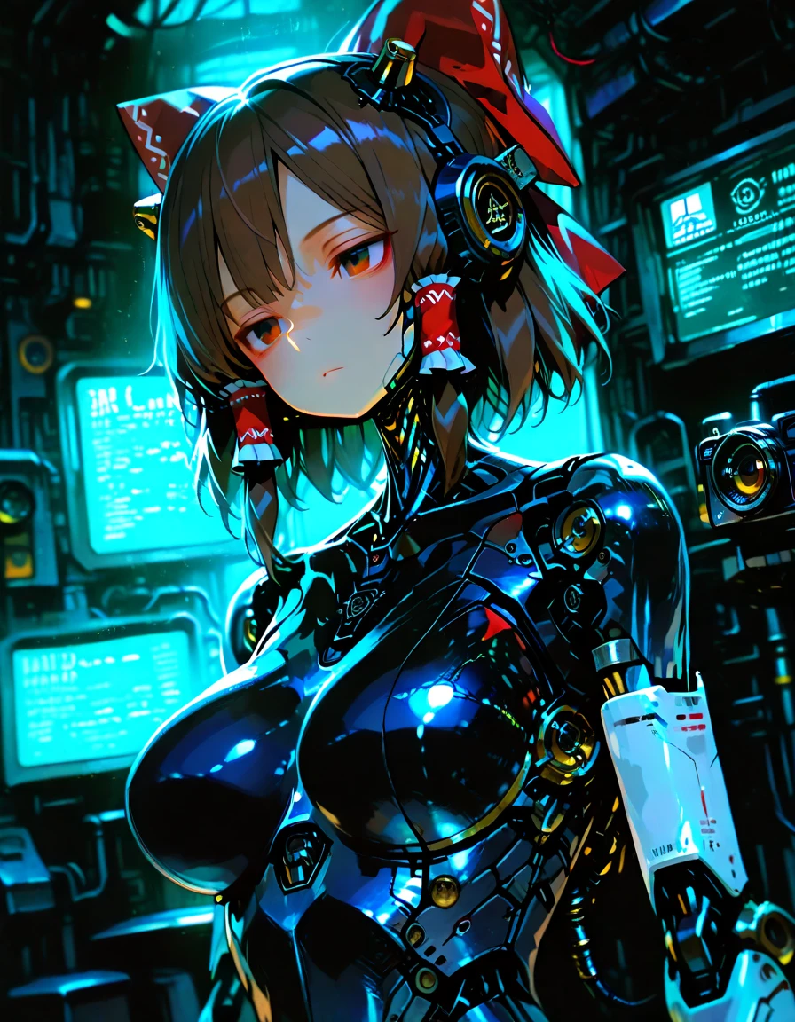 1 Girl, whole body, (space helmet):10,He has a large metal helmet on his head that covers his hair and eyes., tube, wire, She gets electrocuted, brainwashing,astrovest,bing_astronaut,blush,torogao,