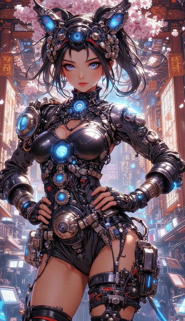 A mysterious woman emerges in a dystopian and confusing setting. Her body is made up of watch guest parts, merging perfectly with her skin. Each gear rotates continuously, creating a constant mechanical motion. It is surrounded by a chaotic landscape, with collapsed buildings, streets littered with debris and a soaring sky. The expression on his face is enigmatic, reflecting the duality between humanity and technology. --auto --s2
