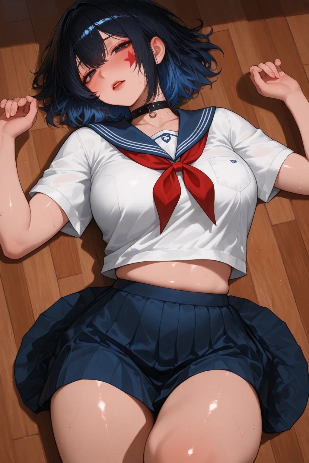 1 girl、cute、Large Breasts、black eye、Bright yellow hair、short髪、アフロ Twin tails、Drill Hair、Pulled her hair back、Hair flap、;/、Standing with head tilted、Lying on your back、Sailor suit、Navy blue ribbon、Fishnet tights、School Bags、very high quality and very detailed、An illustration、Contrapposto、cuteアニメの顔、Cinematic lighting、Cinematic Angles((((smallおっぱい)))) ((((Twin tails))))、((((Navy blue swimsuit))))、((((Are crying)))) ((((Completely naked))))(((View here)))、(((Embarrassment)))、(Vaginal sex:1.5)、(Beautiful Landscape)、evening、Droopy eyes、Exposed nipples、 Navy blue see-through school swimsuit, school classroom, black gal(Dark Skin:1.2)、(correction:1.1)、(short、small、small:1.2)、Cowgirl、Nipples(short、small、small:1.2)nsfw、Two beautiful 18 year old girls、(Group shot:1.2)、(sweater:1.2)、(Tiered flare skirt)、(Gorgeous detailed embroidered panties)、(Skirt Lift:1.5)、Put your hand on your skirt、(Panty shot)、Panty Focus、plump、pubic hair、smile、Black Short Hair、Voluminous straight hair、Parted bangs、Lip gloss、Pale skin、Glowing Skin、