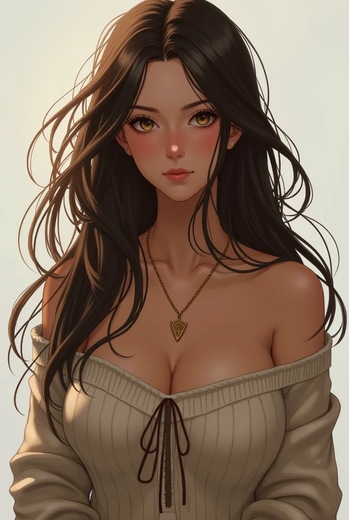 1, fair, by the wide, small breasts, look at the viewer, by rubio, bare shoulders, Brown eyes, jewelry, whole body, collar, off the shoulder, pull-over, Lips, realist, nose, flirting with the camera  

