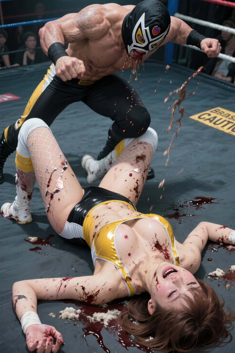 Girl boxing fight in the ring
