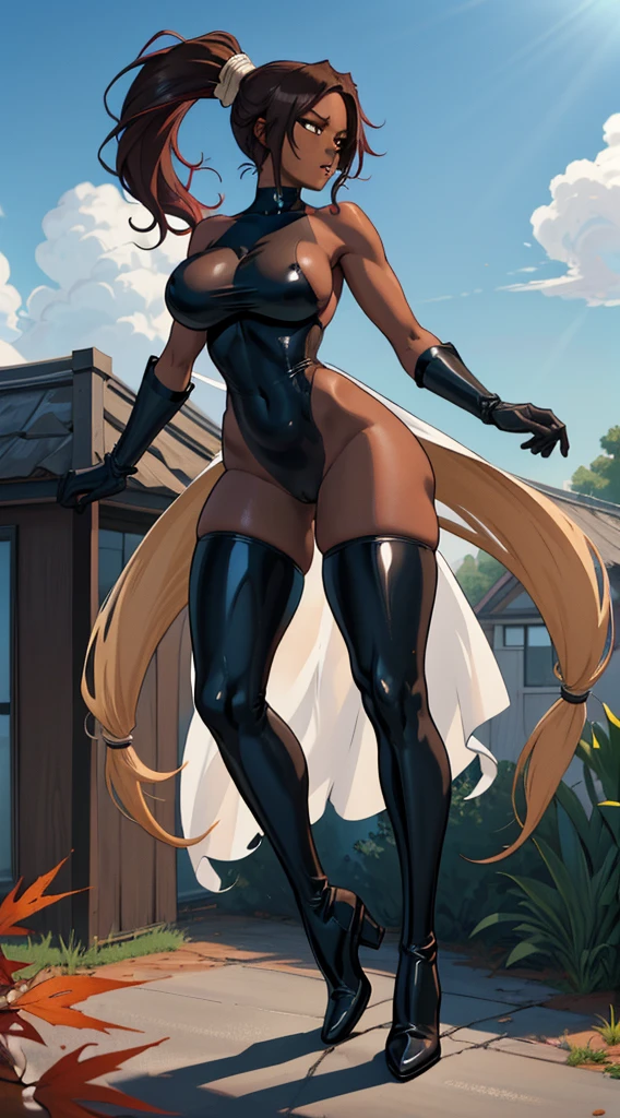 (masterpiece, best quality, ultra-detailed), ChampagneJB, blue eyes, blonde hair, furry, looking at viewer, tight Christmas outfit and gloves, thigh high leather boots, long sleeved gloves, seductive, rubbing thighs, sweaty body