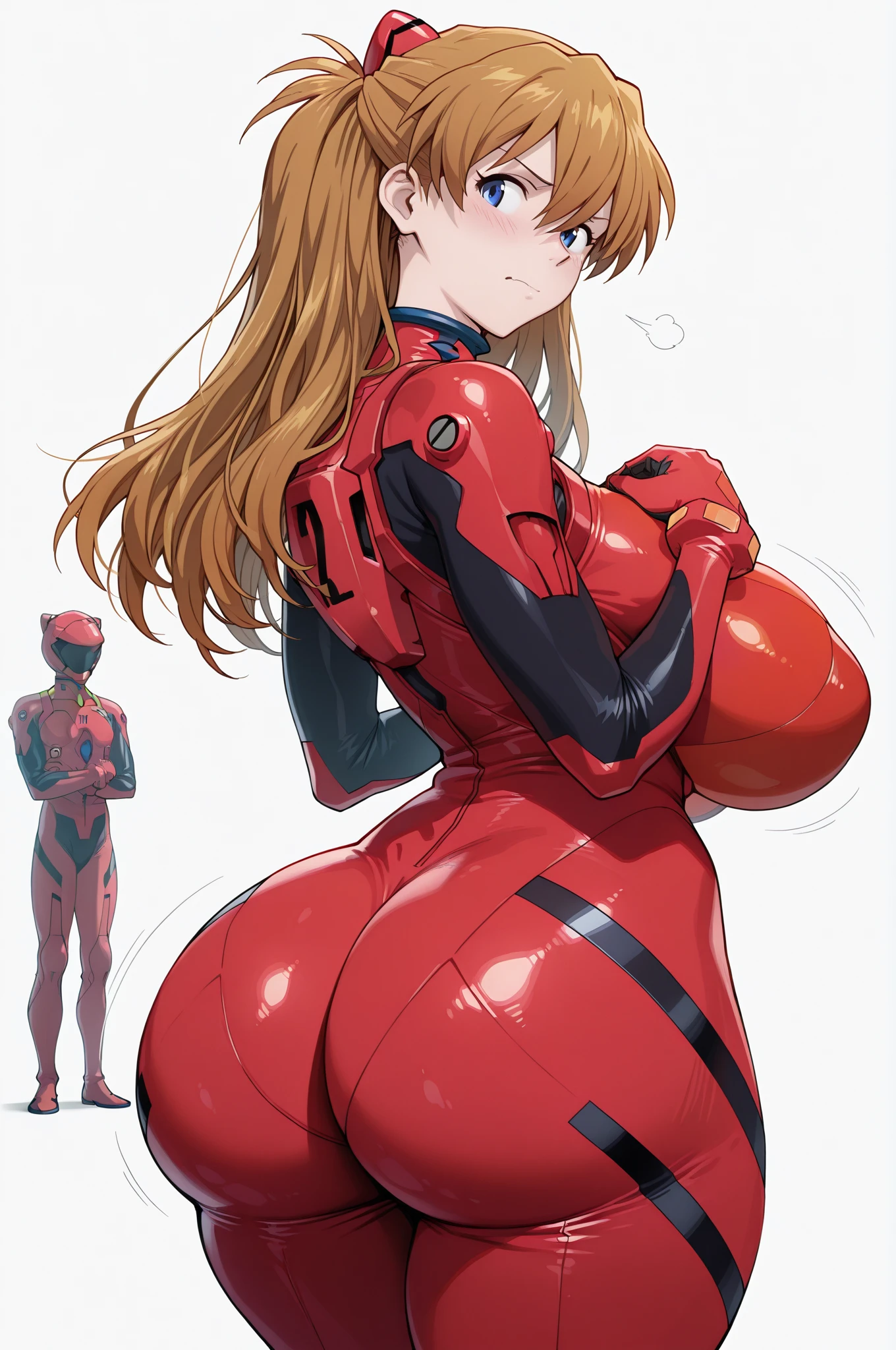 score_9, score_8_up, score_7_up, score_6_up, score_5_up, score_4_up, (source_anime), <lora:[GP] Optionaltypo style [Pony XL]:1.0> 1girl, skinny, pale skin, (huge breasts), 
looking at viewer, long hair, breasts, blush, blue eyes, brown hair, thighhighs, 1boy, standing, hetero, thighs, nude, small breasts, orange hair, bodysuit, skindentation,  muscular, no panties, pelvic curtain, faceless, red gloves, clothed female nude male, faceless male, huge penis,  height difference, plugsuit, interface headset, souryuu asuka langley, indoors,