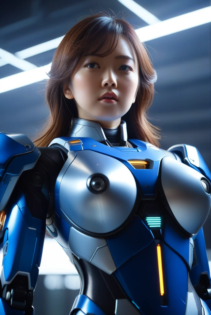 vonnyfelicia, CLOSE UP UPPER BODY, solo, COWBOY SHOT PORTRAIT, lightning auras tekken, ((HEADSET GAMING HEADPHONE, SHORT HAIR:1.4)), (GIGANTIC ROUND BREASTS, K-CUP SIZE BREASTS, SQUEEZE CLEAVAGE TOP, 11 LINE ABS:1.5), (TIGHT blue FUTURISTIC HUMANOID MECHA OVERWATCH ARMOR:1.5), (MUSCULAR BODY SHAPE:1.5), (CLEAN GLOSSY BODYSKIN:1.5), (LOOKING AT VIEWER:1.6), (BACKGROUND FUTURISTIC SPACE STATION:1), (Photorealsitic:1.5), (Ultra-detail), (TOP-QUALITY), (BEST SHADOWS), BRIGHT LIGHT IN ROOM, HYPER TEXTURE, (4X MSAA), ((UNREAL ENGINE 5 RENDER)), (NEON), PHYSICALLY-BASED RENDERING, ULTRA HIGHT DEFINITION, 16K, 1080P.