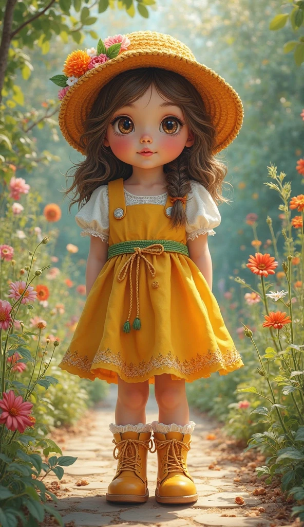(masterpiece),(best quality),(ultra-detailed), (full body: 1.2), 1girl, Chibi, Cute, smile, shirt, Laura was a girl with light brown hair, which fell in soft curls over her shoulders. His eyes were large and bright, the color of honey, full of curiosity and courage. His smile was infectious, lighting up the environment around him. She had a small, snub nose, which complemented her delicate face. Laura was short and agile, always ready to explore new places and face challenges. She wore a comfortable, colorful outfit, with a brown leather vest, a floral blouse, and ripped jeans. On her feet, she wore sturdy hiking boots, perfect for her adventures in the woods. Laura had a special sparkle in her eyes that reflected her adventurous nature and her ability to find magic in every corner. (beautiful and detailed face), (beautiful detailed eyes),(masterpiece),(best quality),(ultra-detailed), (full body: 1.2), 1girl, Chibi, cute, smile, shirt, Laura was a 5-year-old girl, light brown hair, which fell in soft curls over her shoulders. His eyes were large and bright, the color of honey, full of curiosity and courage. His smile was infectious, lighting up the environment around him. She had a small, snub nose, which complemented her delicate face. Laura was short and agile, always ready to explore new places and face challenges. She wore a comfortable, colorful outfit, with a brown leather vest, a floral blouse, and ripped jeans. On her feet, she wore sturdy hiking boots, perfect for her adventures in the woods. Laura had a special sparkle in her eyes that reflected her adventurous nature and her ability to find magic in every corner. (beautiful and detailed face), (beautiful detailed eyes).