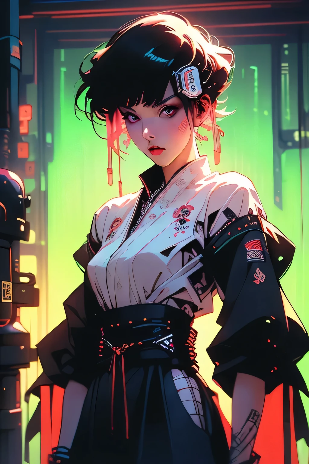 Masterpiece, Best Quality, Best Quality, Evangelion, Rei, Rei Ayanami's Face, Japanese Clothes, Kimono, Slender , Plug Suit, Short Hair, Lightsaber, Five Fingers --auto --s2