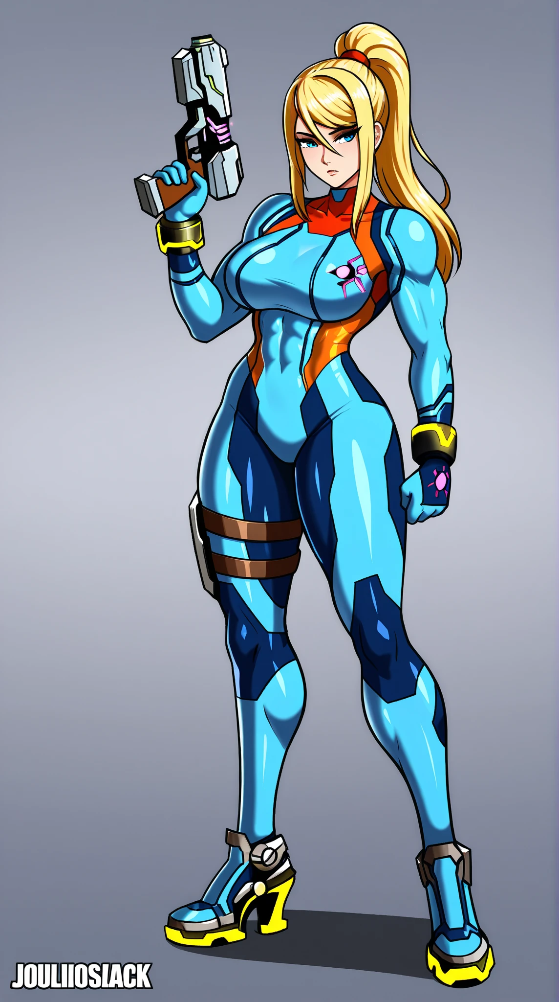 a nude futa woman with blue and white furry kemono transformation, hyper-detailed portrait of Krystal from Starfox with Samus power suit, masterpiece, realistic, 8k, photorealistic, ultra-detailed, physically-based rendering, cinematic lighting, dynamic pose, intricate detailed anatomy, sharp focus, complex patterns, vibrant colors, dramatic lighting