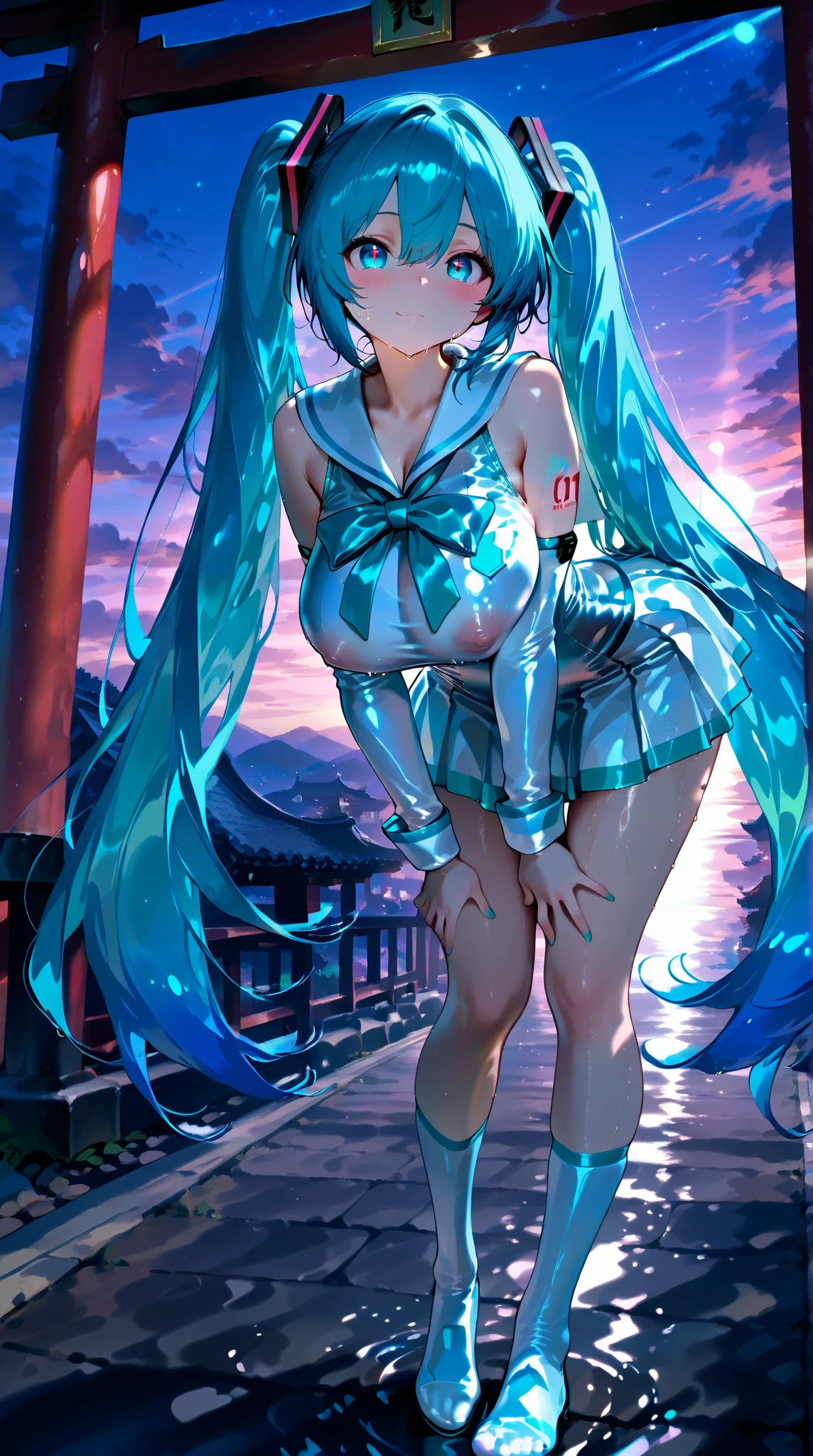 小さなgirl、Glasses、petal、Thick thighs、Big Ass、 (alone:1.5,)Very detailed,Bright colors, Very beautiful detailed anime faces and eyes, Look straight ahead, Shiny_skin,girl,(((long hair、Rainbow Hair, Colorful Hair, Half red、half blue hair: 1.2))) 、Forehead is exposed.、Shiny hair, Delicate beautiful face, blush、(Turquoise Eyes), White skin, Valletta, Earrings,、blue flower field、(((See-through、Pink Chinese dress with star pattern)))、Twin tails、smile、smile、Face dyed red、Strong winds