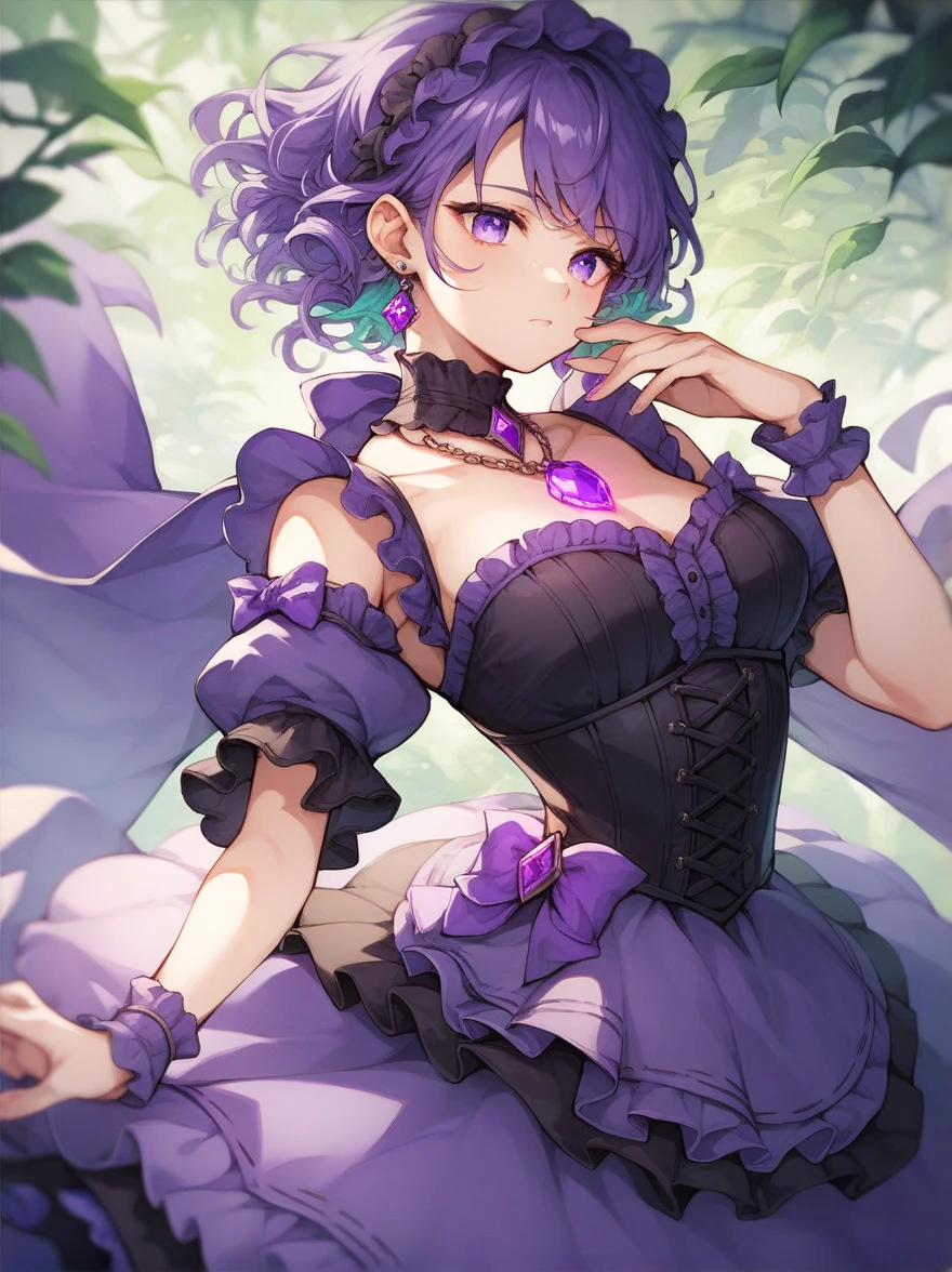 (Kizi),(Purple hair with black), (Breasts huge:1.2), (mexican poncho:1.2),(best qualityer),(water colour)