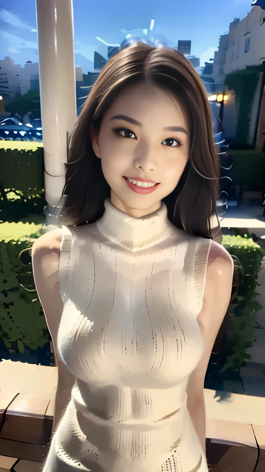 ((Realistic lighting, Best quality, 8K, Masterpiece: 1.3)), Clear focus: 1.2, 1girl, Perfect Figure: 1.4, Slim Abs: 1.1, ((Dark brown hair)), (White crop top: 1.4), (Outdoor, Night: 1.1), City streets, Super fine face, Fine eyes, Double eyelids, (aheago:1.5), crying face, shocked face, open mouth, blush, seductive smile