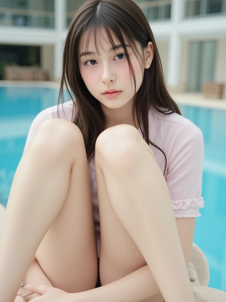Ultra-high resolution,(reality: 1.4),Highest quality, masterpiece, High detail, 16K quality, beautiful, 1 beautiful girl,Japanese,super beautiful face,Baby Face,Japanese idol face,Cute face,Very detailed face,Detailed hands,beautiful skin,Sweaty skin,Big eyes,Big smile,Professional Lighting,Medium Hair, Black Hair,brown beautiful eyes, squat,(Spread your legs),Medium chest,She is looking at the camera,Poolside,blue sky,Browsing Caution,from the front,NUDE,naked,Leg spread,Pussy,Spread your legs,Detailed body,Detailed face,Climax,orgasm,naked feet,Standing on tiptoes,Toes,detailed toes,squat,Detailed feet,squat,Knee-high socks,Toes出しKnee-high socks,Detailed face,Realistic human body,Detailed body,Correct body,,Hands Up,pussy,(close-up pussy),((Hands on the knee)),（A pussy that can see well）
