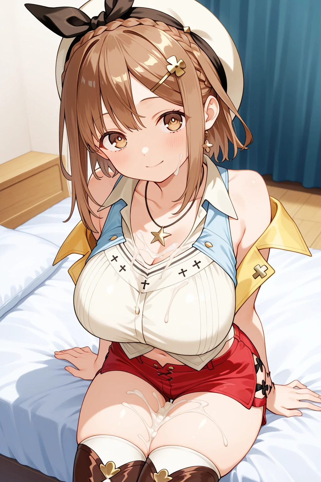 nsfw,1girl,1boy,((penis))、Cute Woman,Thick thighs、Best image quality、High resolution、masterpiece、super high quality、(naked、全naked)、Nipples are visible,(Small breasts),white、Big Ass,Blushing、4K quality、(Reached orgasm)、Wearing black knee socks、Heavy breathing,Squat,Spread your legs,Squat,(((cowgirl position,girl on top))),(Bukkake,bukkake,Cum all over the body,cum on body,breast milkcum in pussy,creampie,),