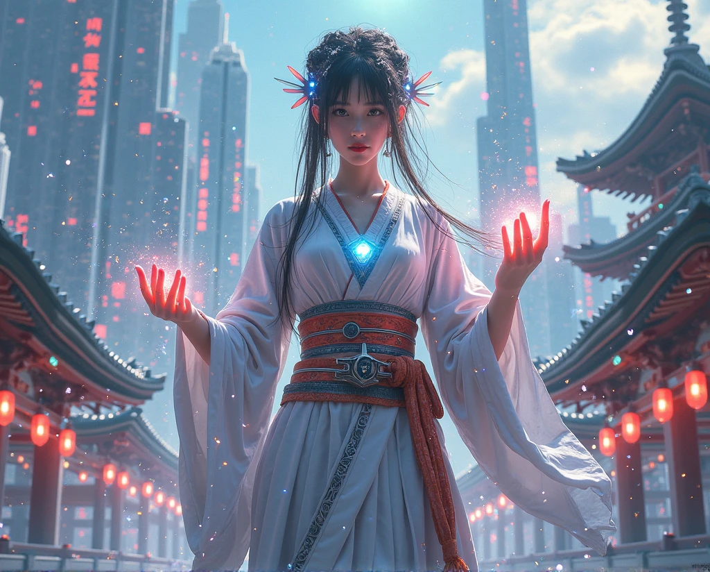 A futuristic shrine maiden who wields both technology and spells.