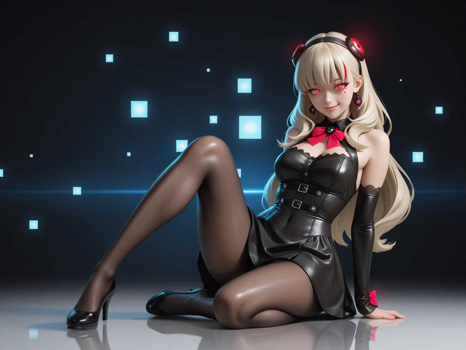 ((Raw photo、highest quality、High resolution、nffsw、highest quality、precision processing、Portrait、3D、pureerosface_v1:0.7、light particle filter on background、ray tracing、)、((( Shiny dark pink corset、Dark red BDSM outfit、Bold、1Girl of Man,Fishnet tights、bondage、))))((((blonde hair wavy hair、cleavage emphasis、big breasts:4.0、thin legs、blue eyes、Detailed depiction of limbs、small nose、attractive body、No sleeve、I'm holding your hand、high heels、18-year-old、Very pretty girl、Number of fingers5Book、beautiful feet、足は2Book、Condescending to the audience、))))、Are standing、