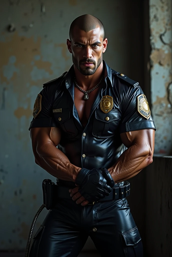 (masterpiece, intricately detailed, highest resolution, best quality:1.2), (doujin), a cocky European Instagram influencer,a 24 y.o muscle stud with a muscular physique standing up with black eyes,dark-skinned male, wearing a ((open jacket, chav, armbands)), (excessive cum), (cum on body), (cum drip), flaccid penis,saggy balls,hairy chest,vascular,muscle striations,soft light,fantastic realism, chav Alpha, colth
