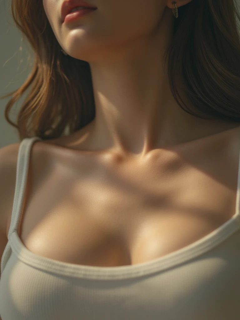 Best quality, Masterpiece, Super detail，1girll, Close-up of chest，Nippur,areola of breast