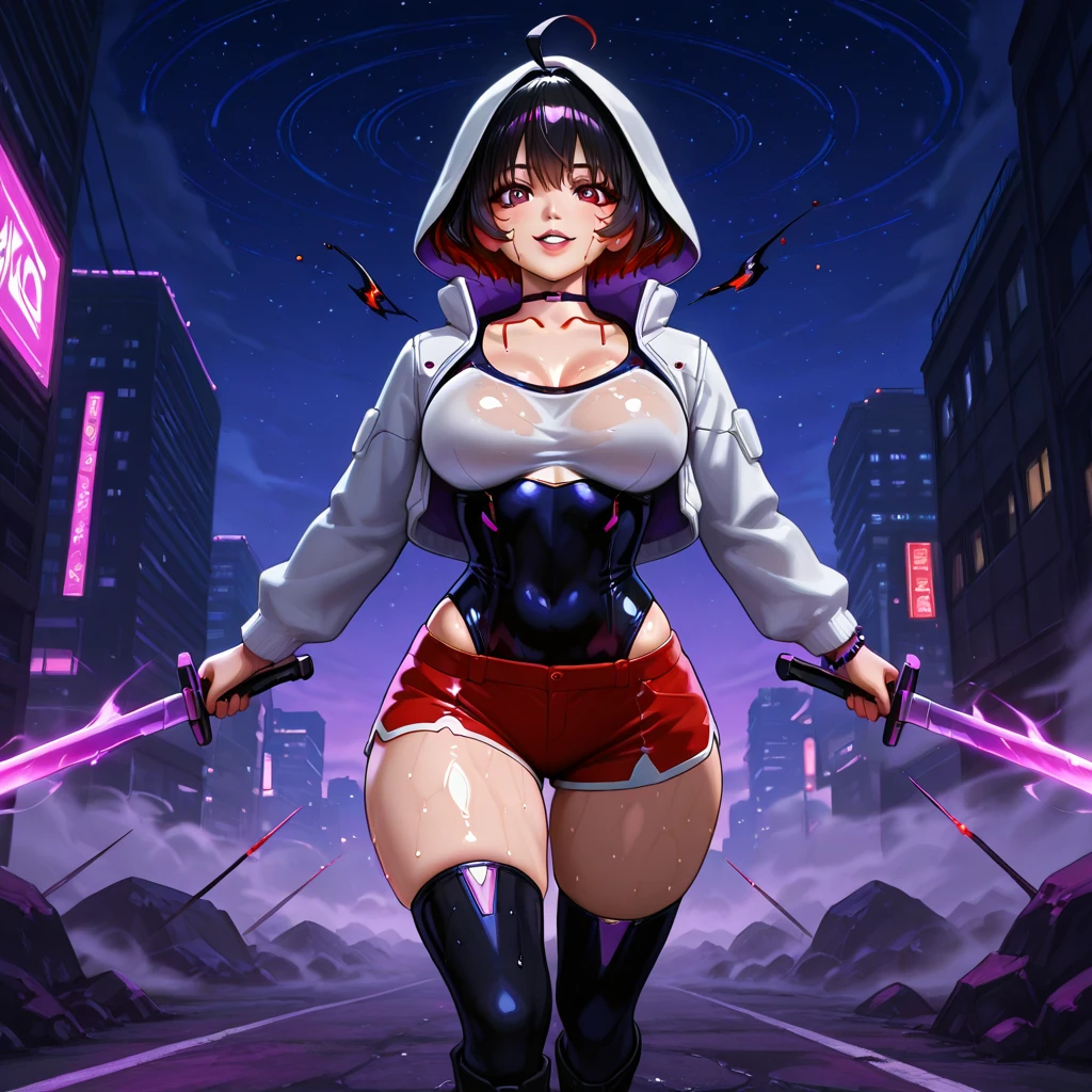 a woman in a short skirt and a white shirt holding a sword, digital cyberpunk anime art, anime style 4 k, 2 d game art gta cover, 2d game art gta cover, cyberpunk anime girl, cyberpunk anime art, badass anime 8 k, phone wallpaper, anime cyberpunk art, 2d game art gta5 cover, phone background