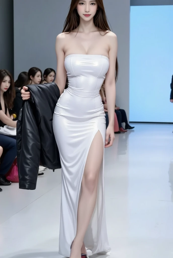 (8K, RAW Photos, highest quality, masterpiece:1.2), (Realistic, photo-Realistic:1.37)、Venus Body、Having her hair done、My chest is popping out、Wear accessories on your wrist、Wearing accessories on the ankle、smile、White woman、Platinum Blonde、blue eyes、Two Side Up((hair two side up))、Wear a sheer off-the-shoulder dress、Wear mules、smile