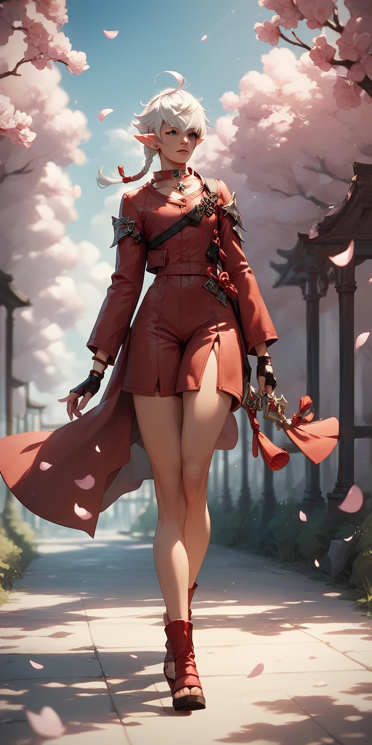 pink hair,ponytail,wearing a black cheongsam,No sleeve,sexy costume,wearing boots,Wearing a flight jacket,front
