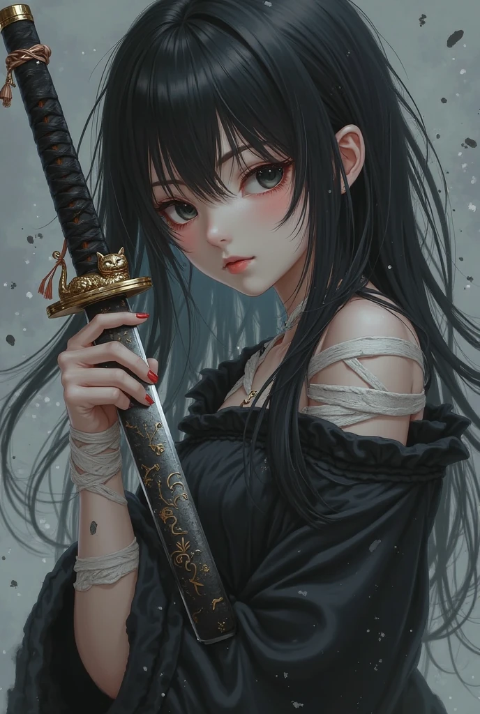 (ANIME ART STYLE), best quality,ultra 1.37,Rukia Kuchiki,anime,sharp focus,detailed eyes and face,black and white illustration,long black hair,captivating gaze, wearing lingerie,bleach series,vivid colors,moonlit background,mysterious atmosphere,soft lighting,light snowfall,dark aura,cold winter night,sword,spiritual powers,shinigami,small delicate hands,ornate hairpins,rustling cherry blossom trees,serene expression,samurai warrior spirit,graceful movements,moonlit cityscape,ethereal beauty,combative stance,katana sword,moonlit reflection on the water,haunted memories,inner turmoil,protective guardian,unwavering determination,gothic architecture,moonlit silhouette,crimson moon,elemental powers,ghostly apparitions,quiet elegance,soul reaper powers,wintertime in Soul Society,loneliness and strength,hidden power within (ANIME ART STYLE),(2D ANIME ART STYLE) , NSFW, naked, , sexy,