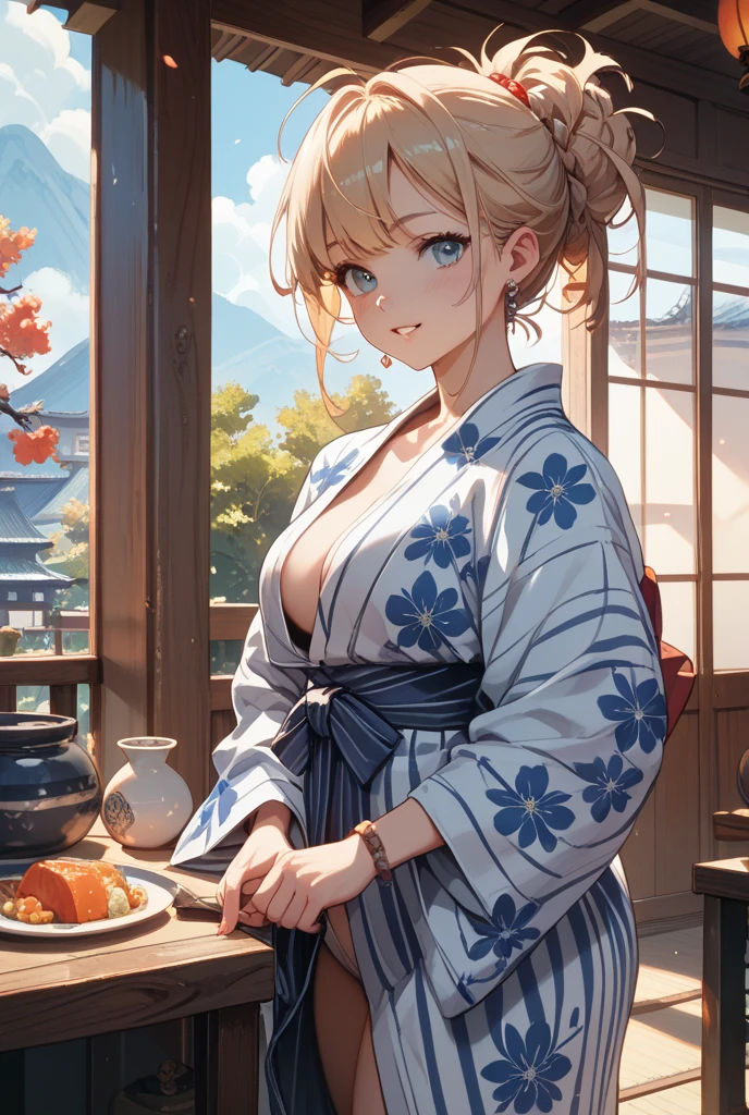 master piece, 4k,8k,perfect quality,20 years,Beautiful cute Japan woman,medium breasts,(cleavage), blush,(embarrassing:1.3),drunk,scream,gold long hair,(bared Japanese yukata:1.2),(beautiful nipples:1.2),spread legs, (cum in pussy),sweat,(in public:1.5),(in cafe:1.4),(female masturbation),orgasm, do sex