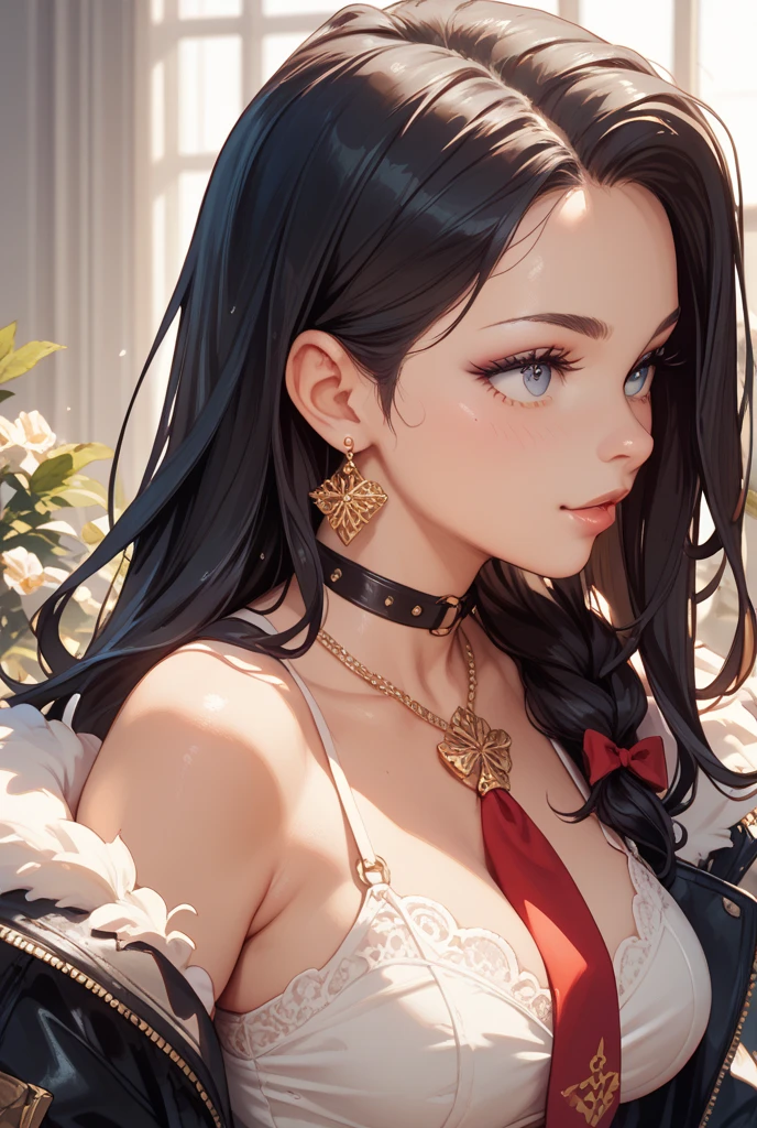 Detailed facial details,1 girl、Cat ear,Black long hair, Charming red eyes, Radiant Skin,red lips,Pure white bra,White Armor,Slim,Large Breasts,Facial details are very detailed, handcuffs,Collar,middle Ages,battlefield,desert,Stone road