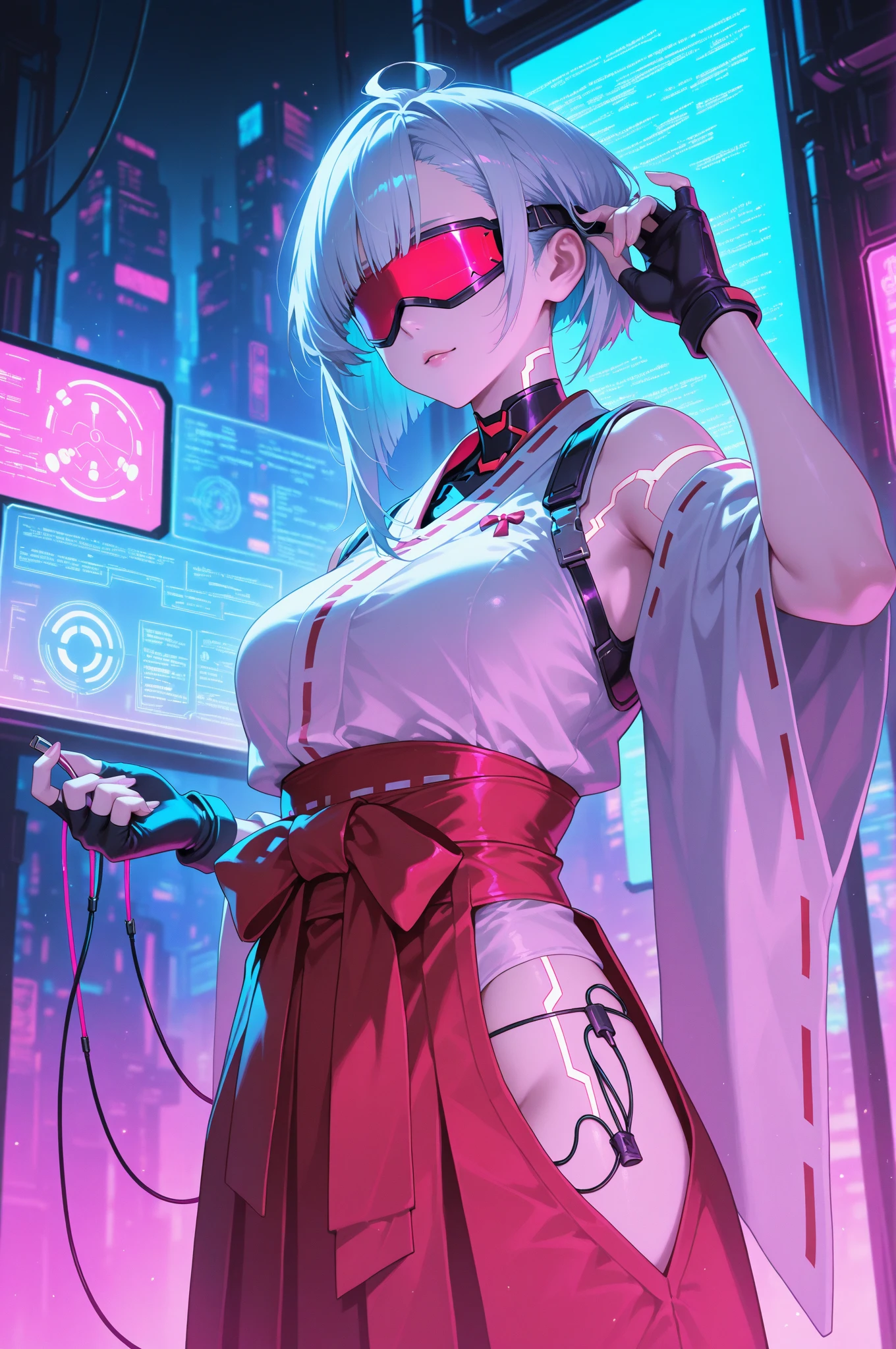 heart-shaped head-mounted display, cowboy shot,punk, masterpiece,1girl,cute