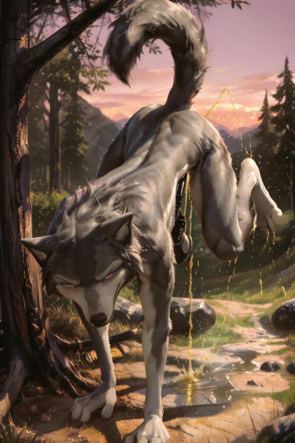 ultra-detailed, masterpiece, masterwork, high quality, best quality, hdr, (nature, night, waterfall), posted on e621, (by hioshiru), nsfw, 2boys, male, (white little body minotaur), hairy dragon, (nude, white body), (long silver hair, yellow eyes, fucked silly, drooling), dynamic angle, (foreskin, perfect balls, anal sex), cum, cum on body,
