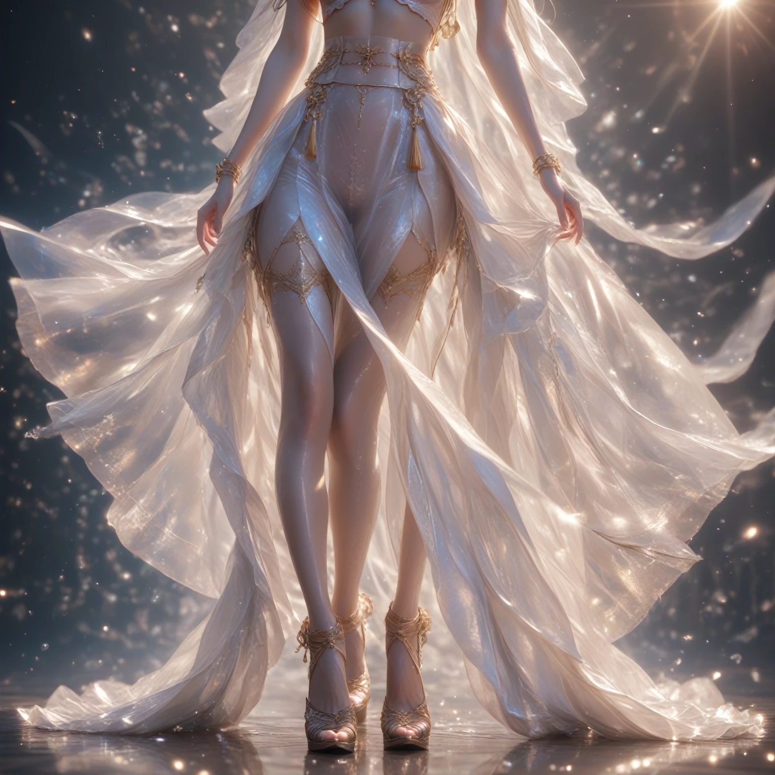 (RAW: 1.2), (Realistic: 1.4), (Clarity: 1.4), (Two women), 16 years, ((Height: 2.0)), ((Obesity: 1.6)) ((Tongue nails), (Lip nails), (Umbilical nails), (Precious stones refract dazzling light))), ((Breasts: 1.8), (Areola: 2), (Abs: 0.7), (Glutes: 2.0), (Pale skin, thin skin, seductive expression, double eyelids, lips with gelatinous texture, glossy lips, small cherry mouth, small lips turned up,  lip pins under the lips, pattern under the eyes, golden pattern tattooed on the forehead, diamond fixation on the forehead, shiny hair on the forehead, (((flawless skin texture)))), real pores, textured skin, (using gems, pearls, emerald, amber,), (dynamic hair, high ponytail hairstyle, frizzy hair clips, layered hair, wet hair, loose hair, wet skin texture),  sweat dripping throughout, shiny skin, glowing skin, radiant, eyes looking at camera, High Quality Detail, Cinematic Lighting, ((Backlight)), Absurd, Unbelievably Ridiculous, Huge File Size, Ultra Detailed, High Resolution, Very Detailed, Best Quality, Masterpiece, Illustration, Very Detailed, CG, Unified, 8k Wallpaper, Incredible, Fine Detail, Masterpiece, Light on Face, Backlight,  Cinematic lighting, (((Wide-Angle Lenisheye))), ((Side to Lenottom View)), (((Tall Jumper Height Proportions)), (((No Panties))),((No Pants))),(No Socks))),(No Skirt))),((No Shoearefoot))),((Dynamic Pose)), (Fighting Posture))), ((Full Body))), ((Leg Elevation)), (Leg Clearance))))), (Greek Foot), (Carefully Manicured Nails),((Delicate Little Fingers, Perfect Fingers)))), (Camel Fingers), ((Correct body structure)),(((Correct dissection))),((Clothing: transparent cheongsam made of transparent plastic, high slit design))),(Precious stones, diamonds, pendants, necklaces, waist chains, earrings