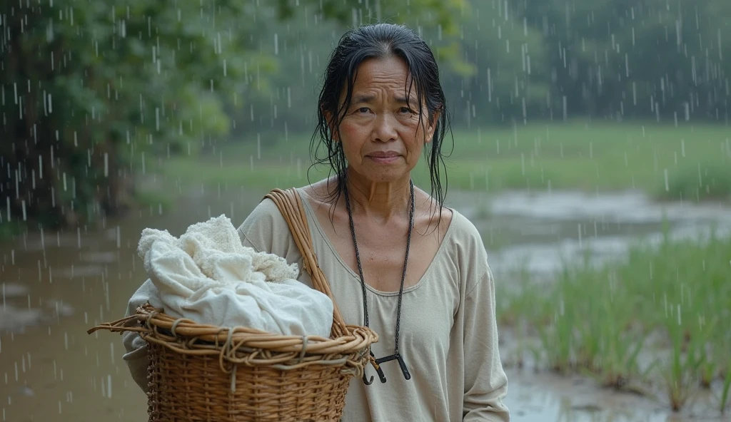 middle-aged Japanese woman, mature, slightly chubby, covered in dull green gunge and brown slime, very messy, muddy, wearing light blue panties, wearing wacoal panties, wearing AMO'S STYLE light blue panties, wearing white t-shirt, munio, omorashi, , capturing the essence of intense humiliation, public humiliation, embarrassed, highly detailed and immersive, showcasing a full body shot, a picture showing the whole body
