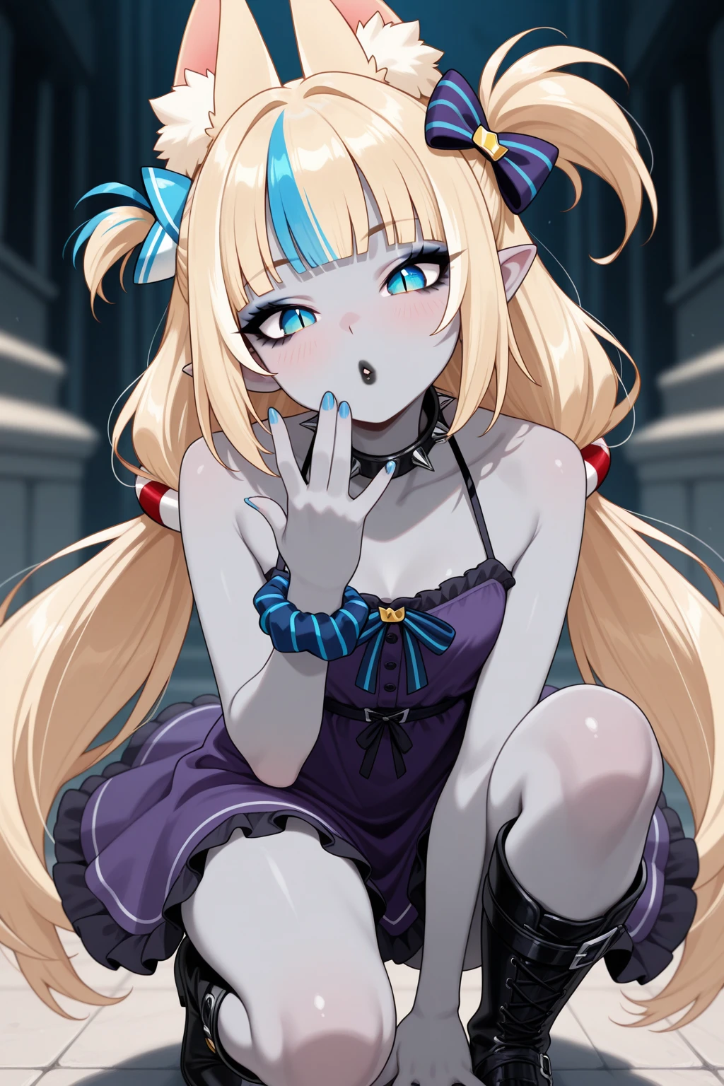 [sfw],masutepiece, Best Quality, High resolution,Solo,1girl in, Full body, Description Girls, detail hands,Detail fingers, Detail Face,cute face,detail legs, overdetailed art, Fine details,[zombie girl],extra arms,weapon,grave yard,crying,tear,bloody,[[pale blue skin]],long hair,spring dress