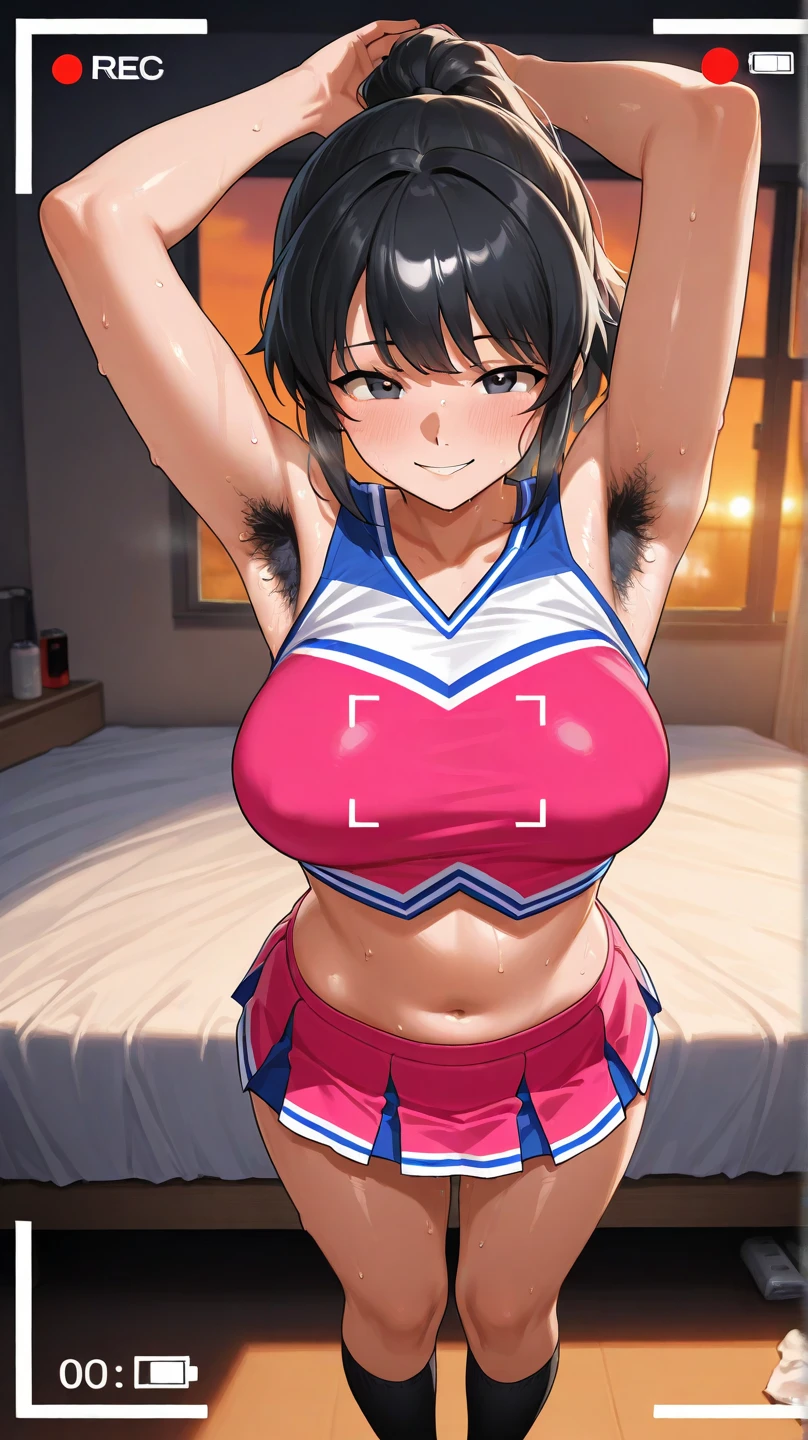 Big-breasted cheerleader masturbates in the waiting room.