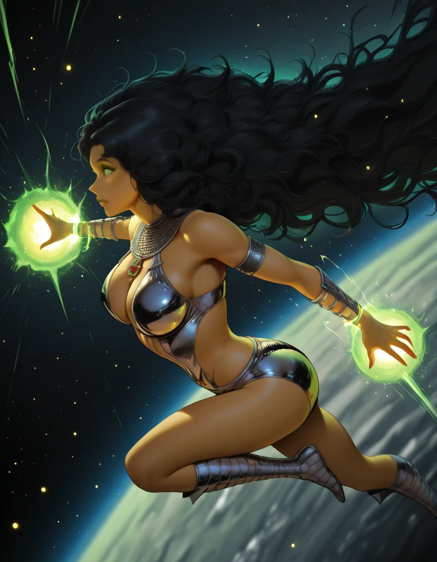 8k full body view 1woman, ((body made of glowing energy:1.4)), amber skin, (choco skin:1.3), (big hair woman:1.4), ((super saiyan hair:1.4)) ((stands confident)), ((side view)), highly detailed, ((large ass:1.2)), ((gigantic breasts:1.1)), majestic, (((electrical energy))),(leotard), digital photography, (masterpiece, sidelighting, intricate details)